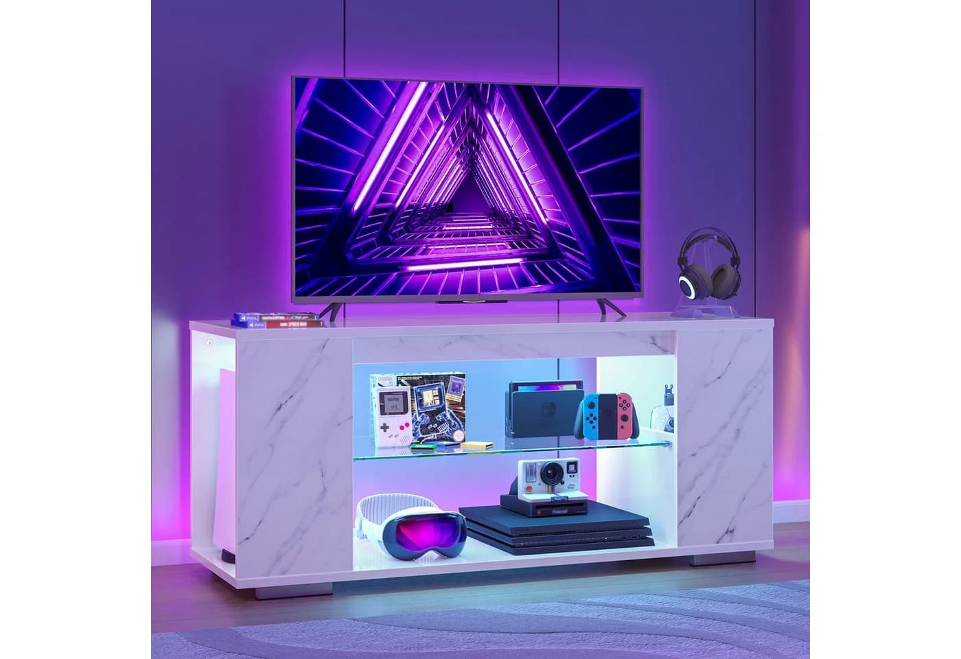 Pinmoco TV-Schrank 120 cm mit RGB-LED und Hochglanzfinish - Bild 3