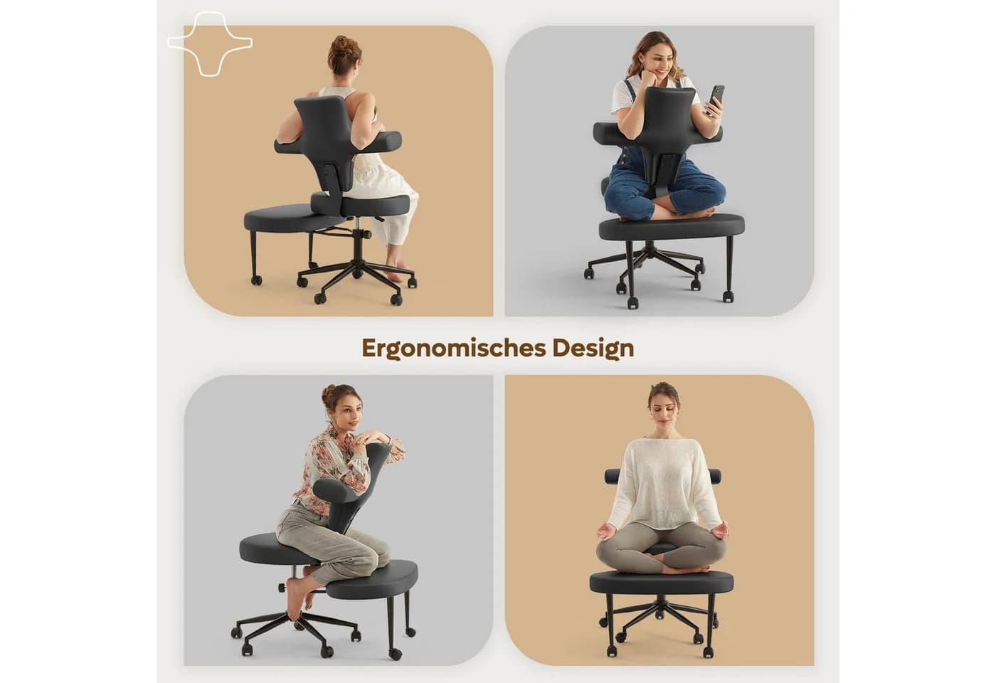 Pinmoco Bürostuhl 360° drehbar, 10,2 cm Kissen, Ergonomisch - Bild 4