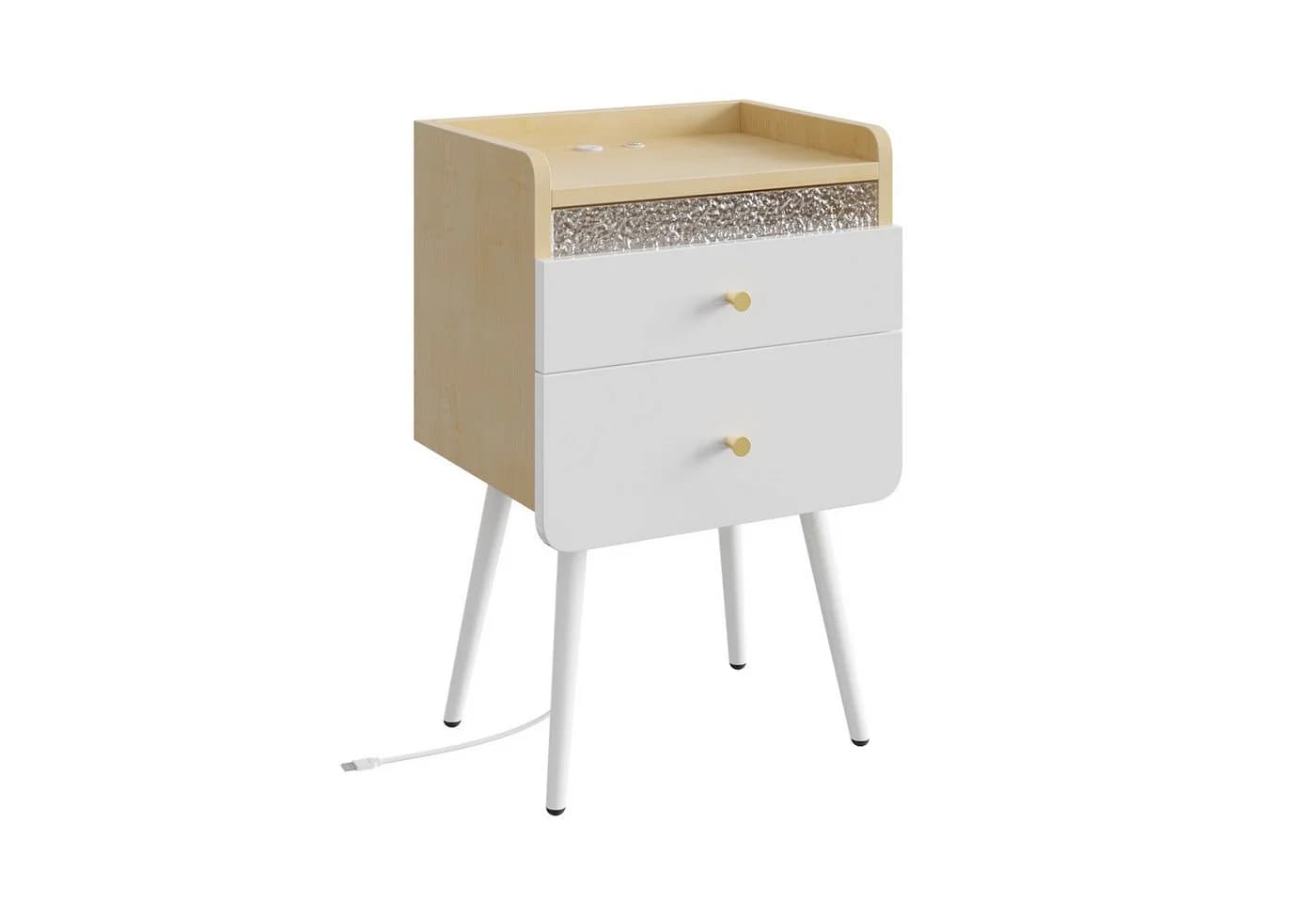 Pinmoco Nachttisch 1er Set schmal mit 2 Schubladen & LED - Bild 2