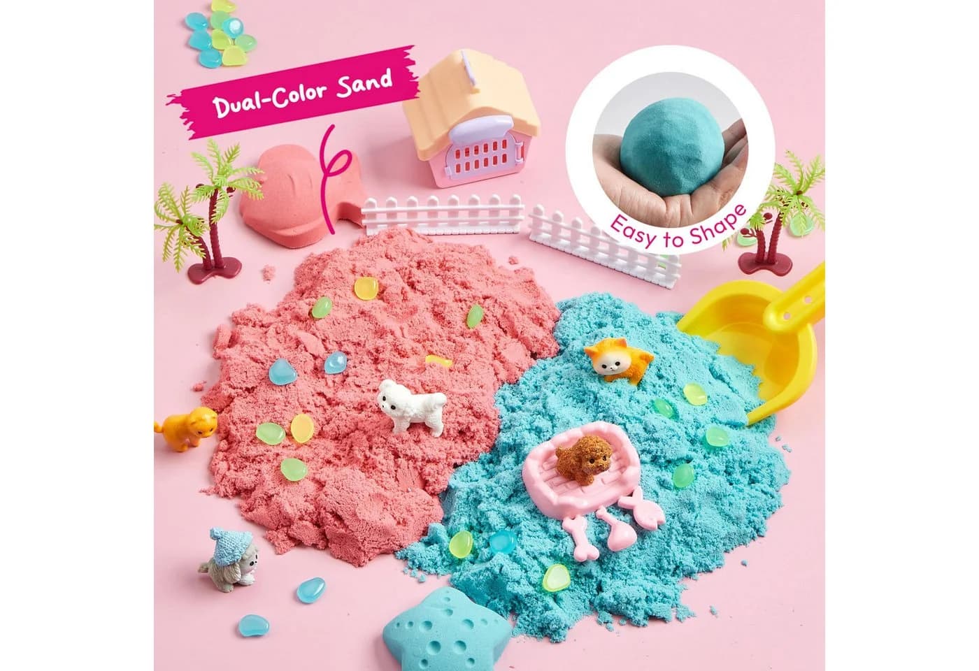 Klever Kits Magic Sand Set mit Leuchtsteinen und Formen