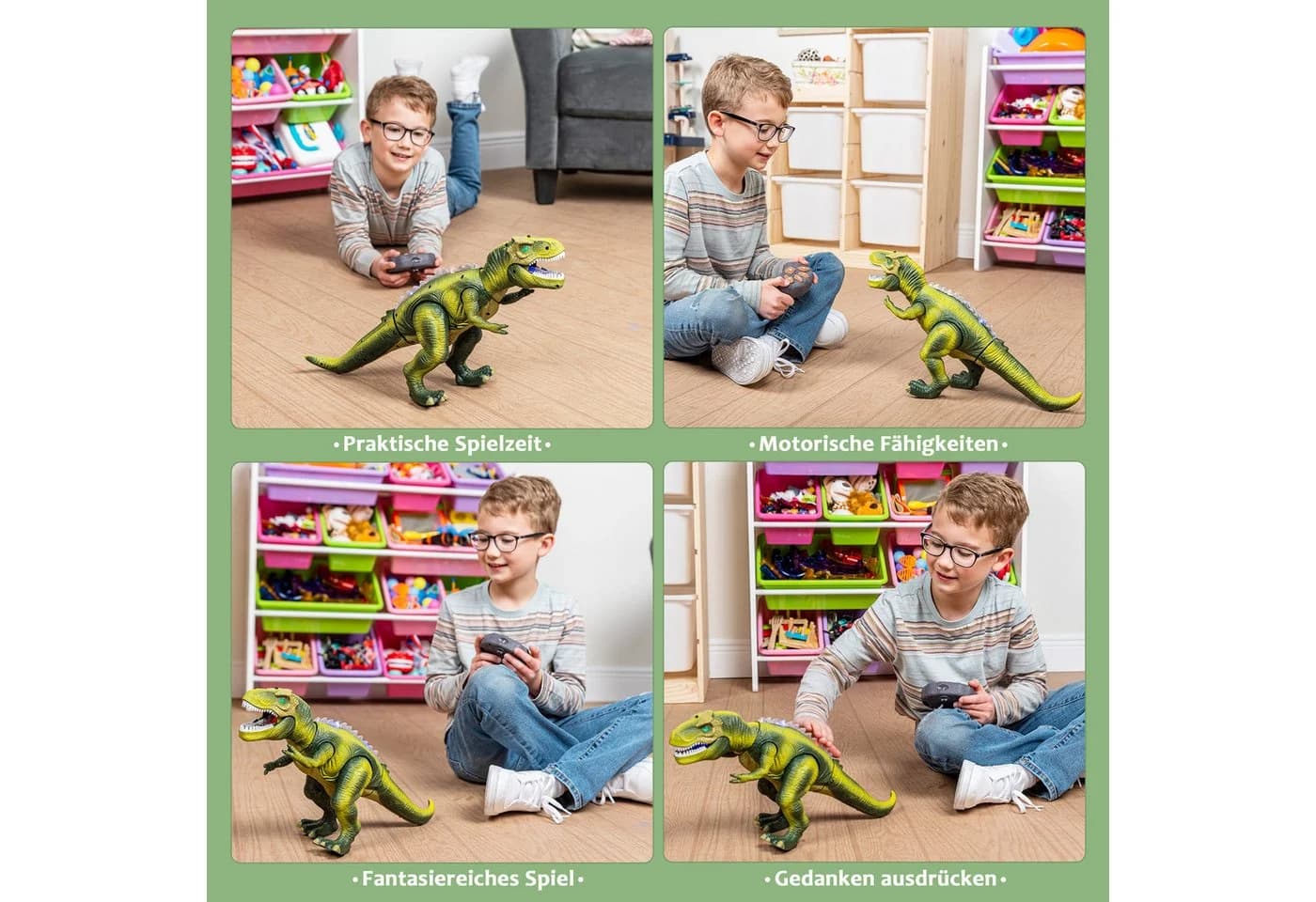 JOYIN RC-Tier Kinder LED T-Rex Ferngesteuert Grün - Bild 4
