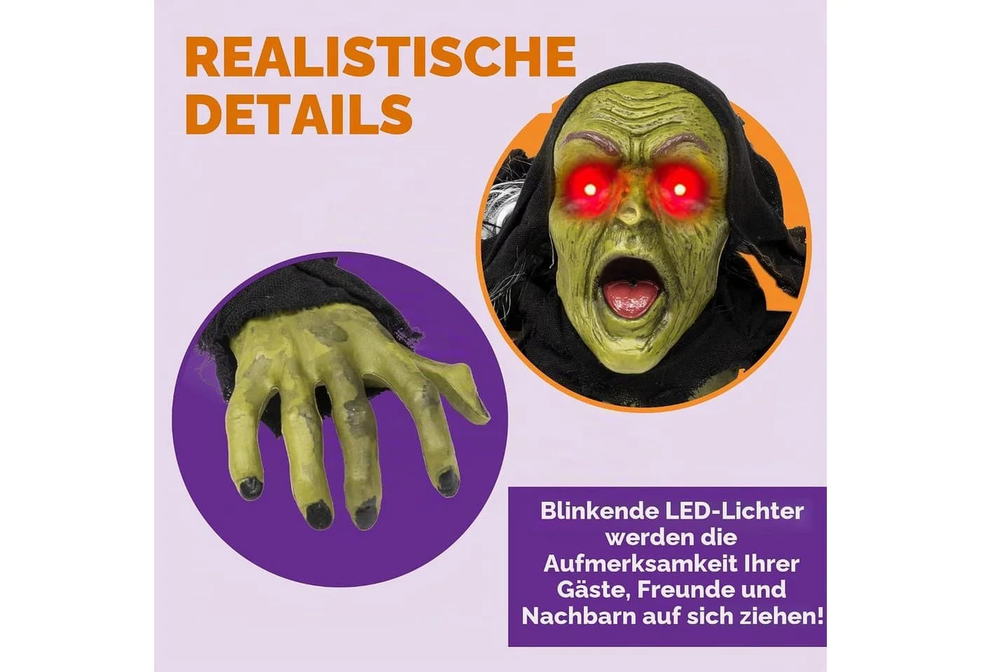 JOYIN Zombie Bodendurchbrecher Dekofigur mit Geräusch & blinkenden Augen - Bild 3