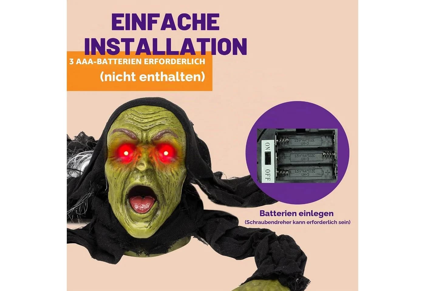 JOYIN Zombie Bodendurchbrecher Dekofigur mit Geräusch & blinkenden Augen - Bild 5