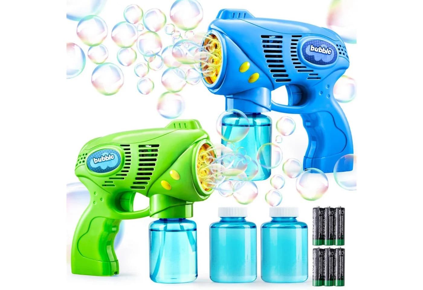 JOYIN Seifenblasenpistole 2er Set Blau/Grün mit Lösungen - Bild 2