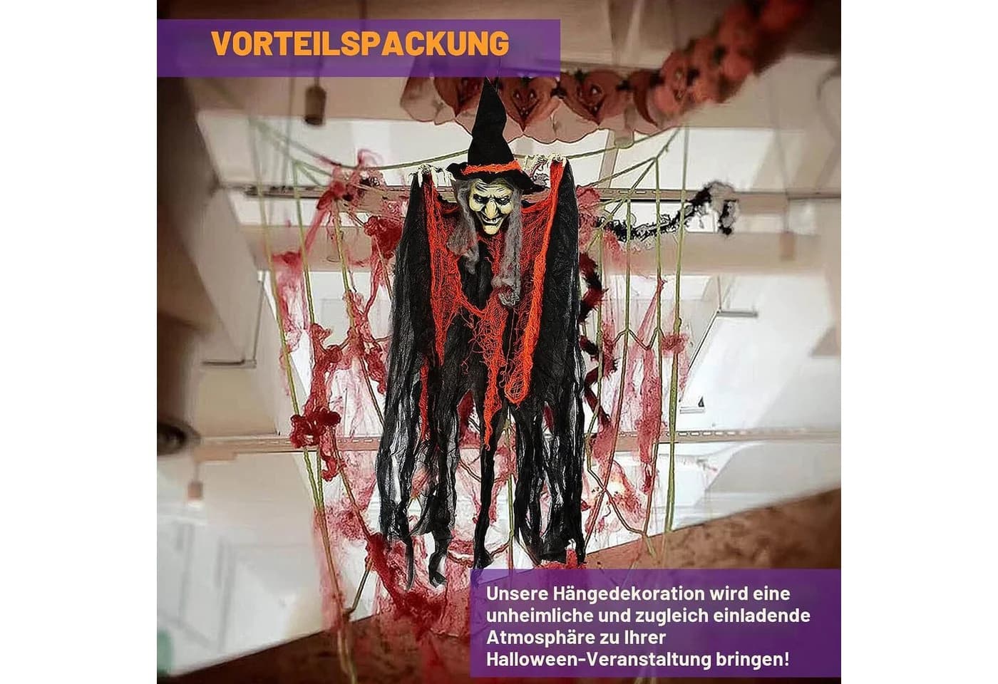 JOYIN 3er Halloween Hängegeist Deko Set mit LED