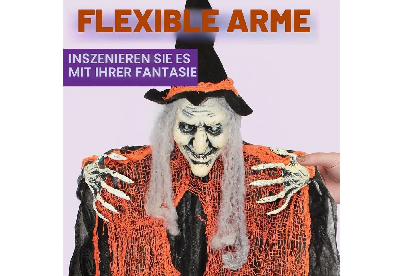 JOYIN 3er Halloween Hängegeist Deko Set mit LED - Bild 4
