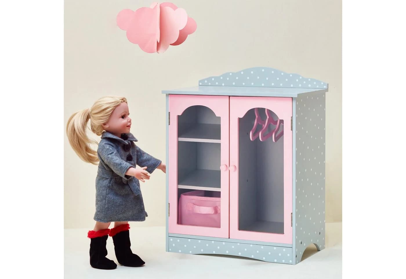 TEAMSON™ KIDS Puppenmöbel Schrank Grau/Rosa - Bild 5
