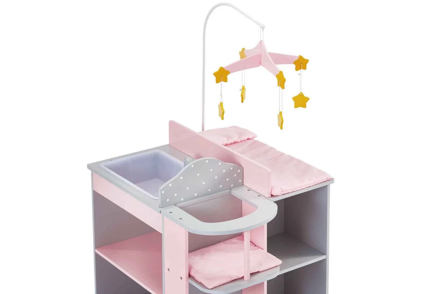 TEAMSON™ KIDS Puppen Pflegecenter Wickeltisch Hochstuhl Waschbecken Grau