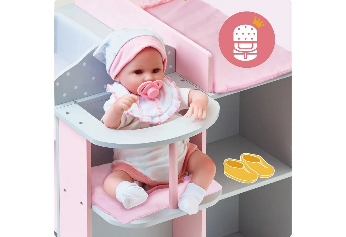 TEAMSON™ KIDS Puppen Pflegecenter Wickeltisch Hochstuhl Waschbecken Grau - Bild 5