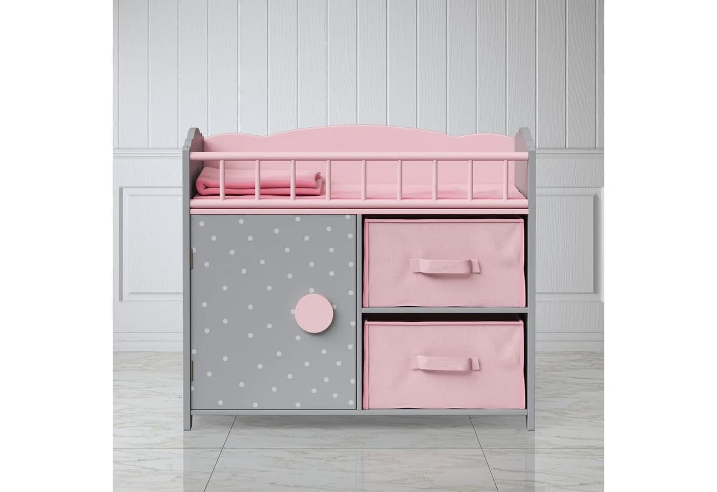 TEAMSON™ KIDS Puppen Pflegecenter Graues Puppenbett mit Bettwäsche, Seitengitter & Aufbewahrung - Bild 4
