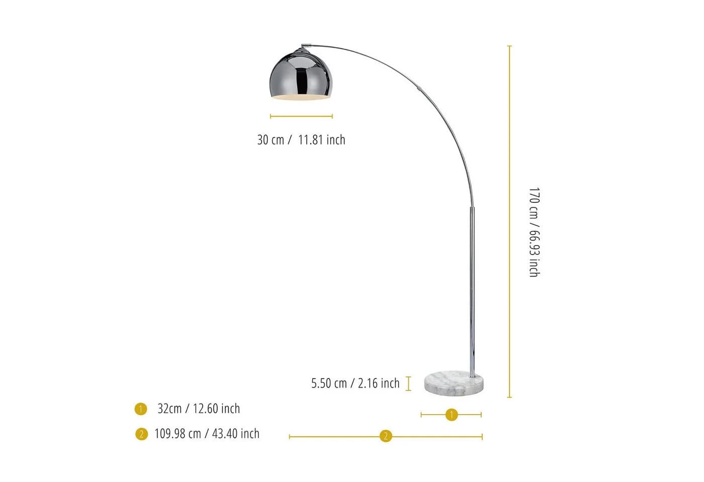Teamson Home Bogenlampe Silber Chromschirm - Bild 4