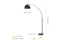 Teamson Home Bogenlampe Gebogene Stehlampe Metall Glockenschirm Schwarz Bild 4