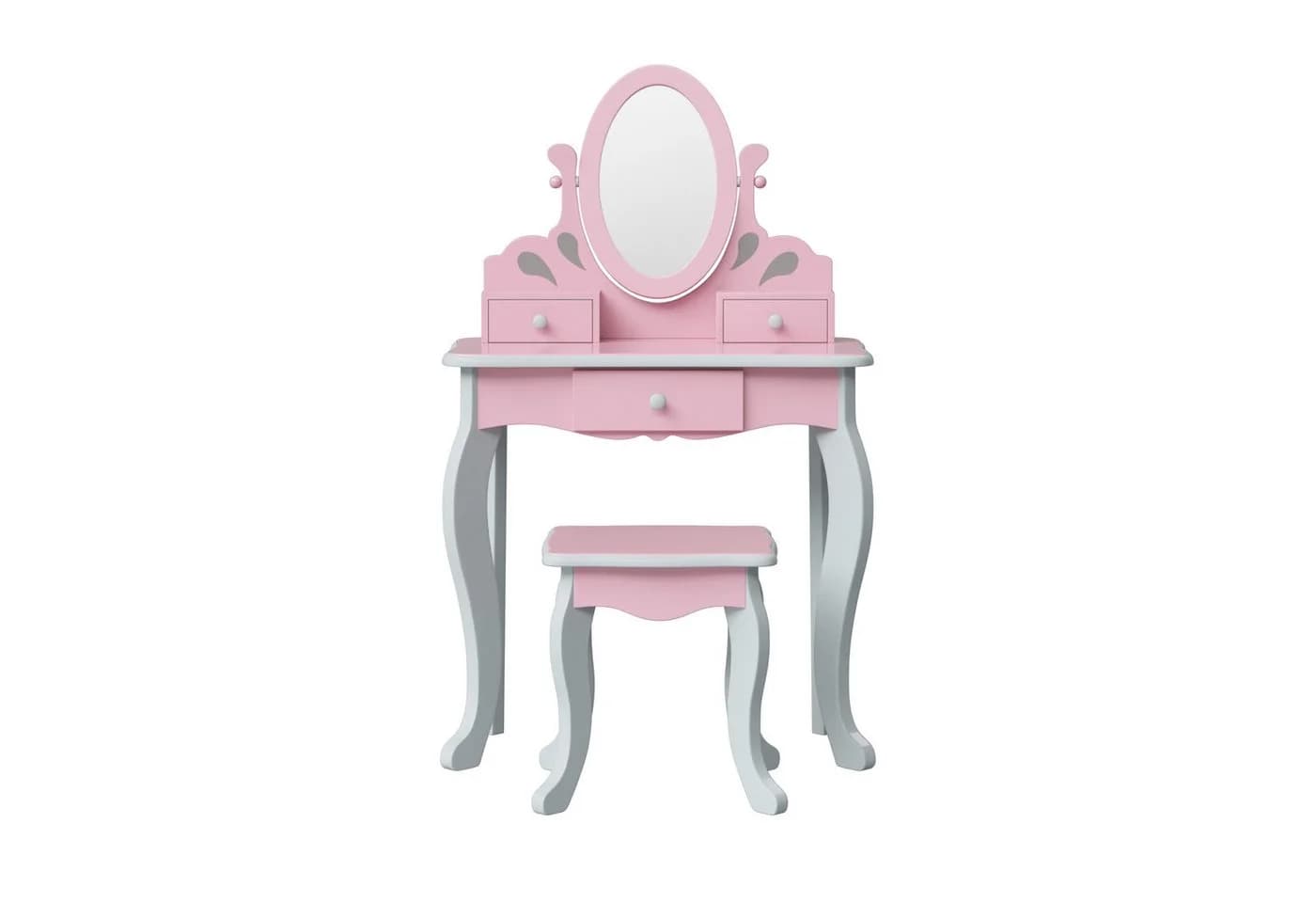 Teamson Kinder-Schminktisch Princess Rapunzel Holz Spiegel Hocker Rosa - Bild 2
