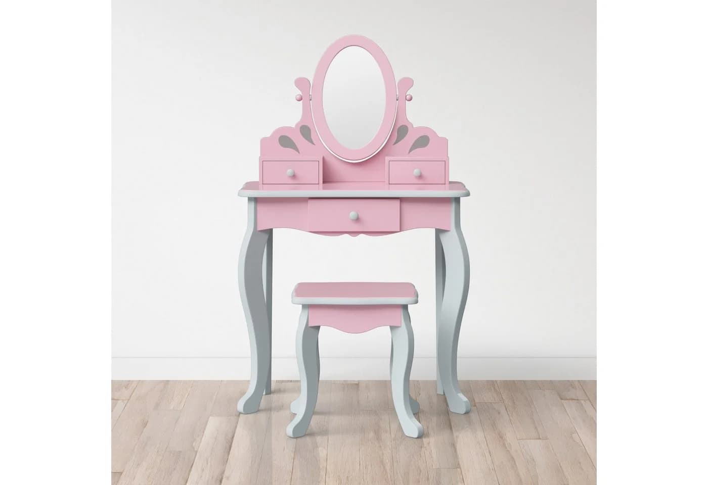 Teamson Kinder-Schminktisch Princess Rapunzel Holz Spiegel Hocker Rosa - Bild 5