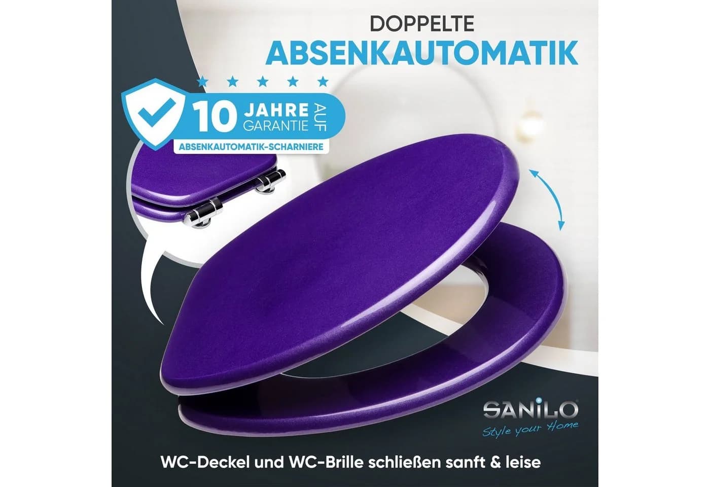 Sanilo Glitzer WC-Sitz Violett SoftClose - Bild 3