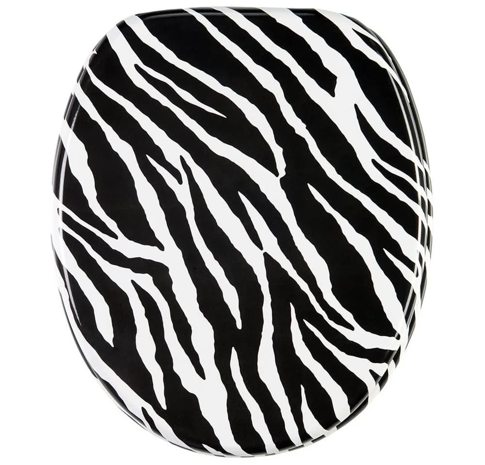 WC-Sitz SANILO Zebra Look Schwarz/Weiß MDF - Bild 2