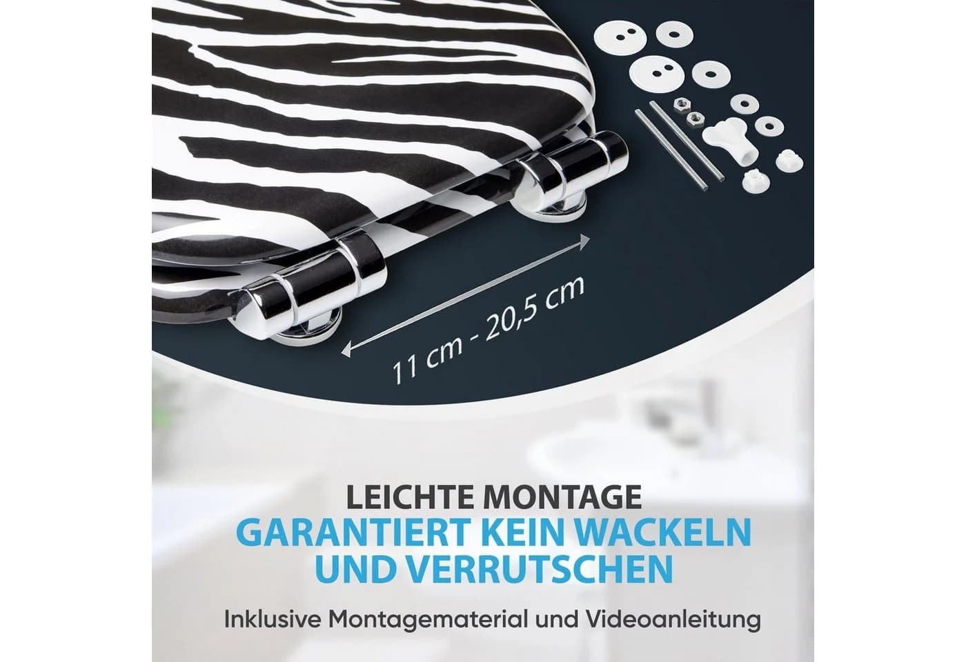 WC-Sitz SANILO Zebra Look Schwarz/Weiß MDF - Bild 5