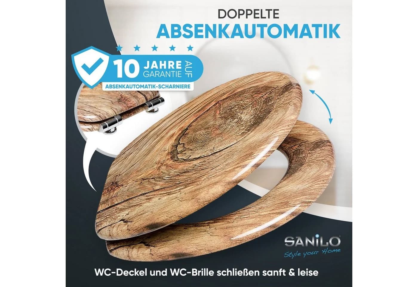 Sanilo WC-Sitz Rustikal Braun mit Absenkautomatik - Bild 3