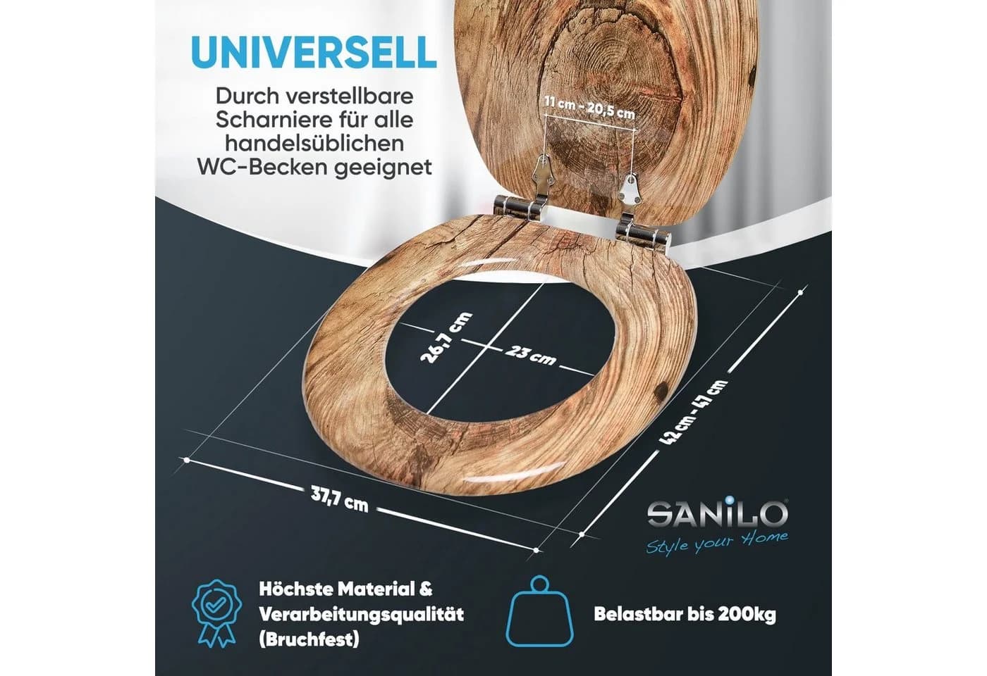 Sanilo WC-Sitz Rustikal Braun mit Absenkautomatik - Bild 4