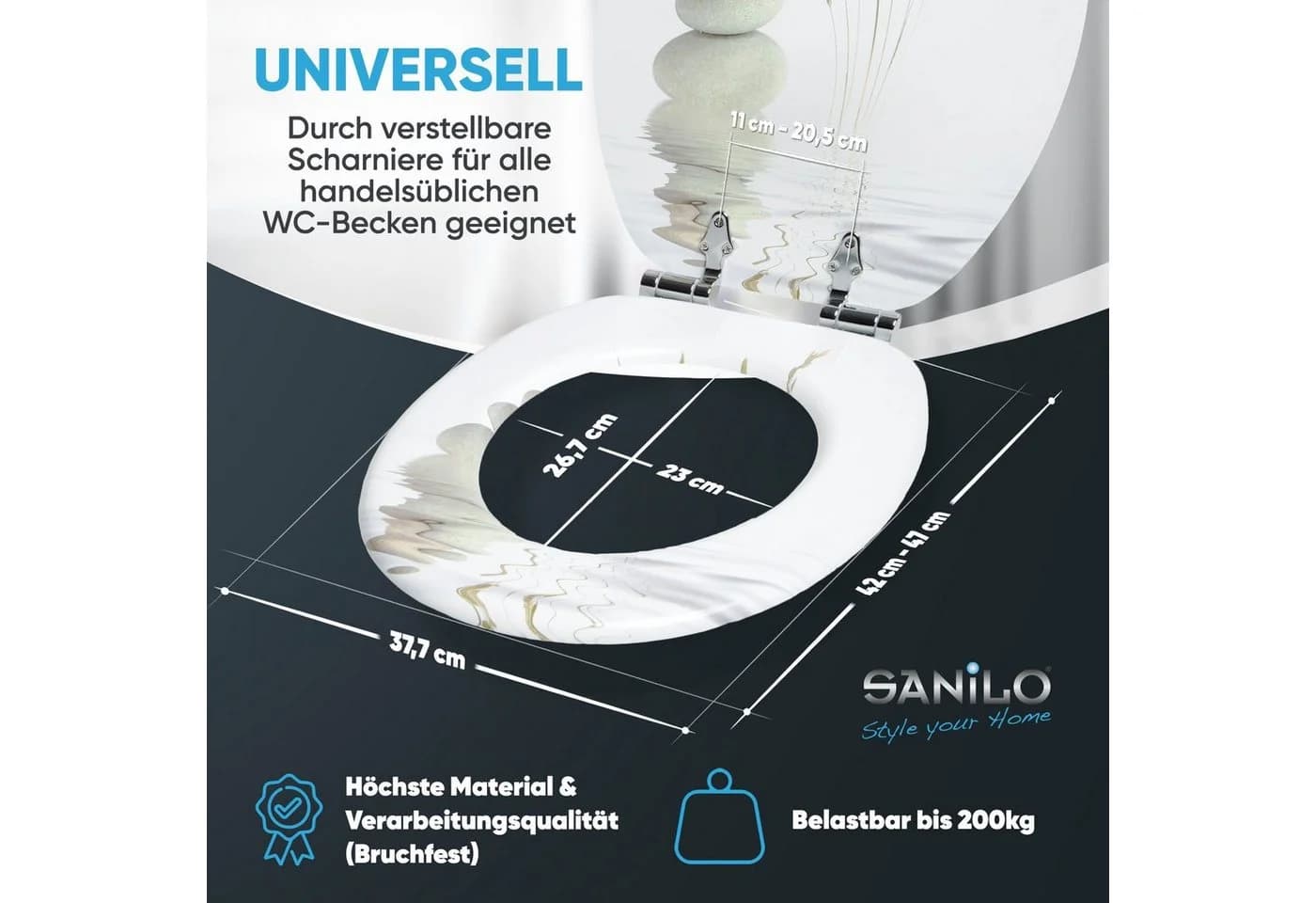 Sanilo WC-Sitz mit Absenkautomatik Weiß Premium Toilettendeckel - Bild 4