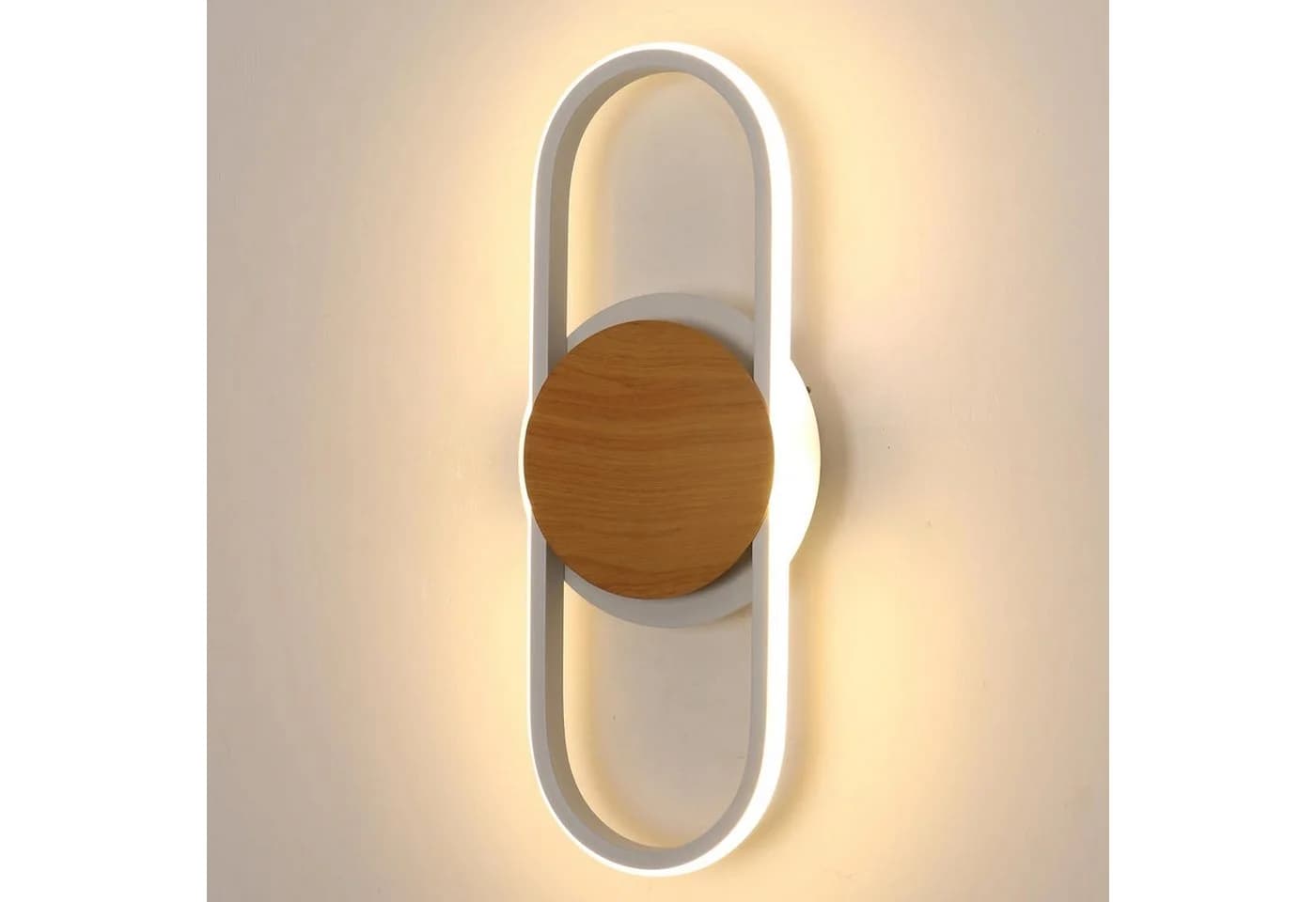 Riserva Wandleuchte Moderne Ovale Wandlampe Weiß Holz 41cm LED - Bild 2