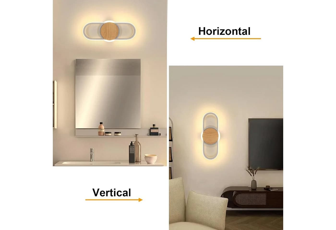 Riserva Wandleuchte Moderne Ovale Wandlampe Weiß Holz 41cm LED - Bild 4