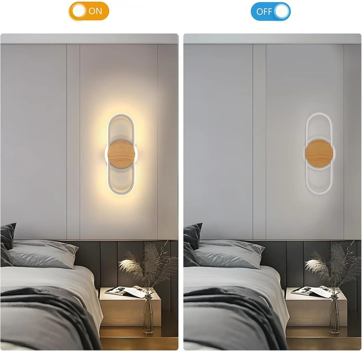 Riserva Wandleuchte Moderne Ovale Wandlampe Weiß Holz 41cm LED - Bild 5