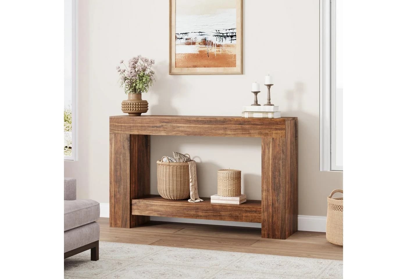 GarveeMore Konsolentisch Landhausstil 120 cm Holz - Bild 3
