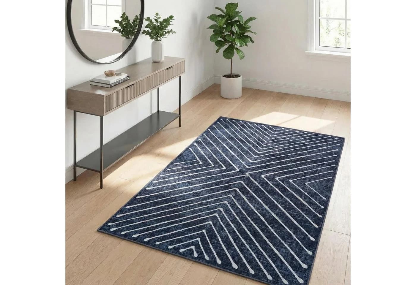 GarveeMore Teppich Kurzflor Blau Geometrisches Muster - Bild 2