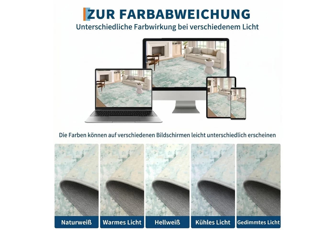GarveeMore Teppich Grün Abstraktes Tuschmuster Flachflor - Bild 5