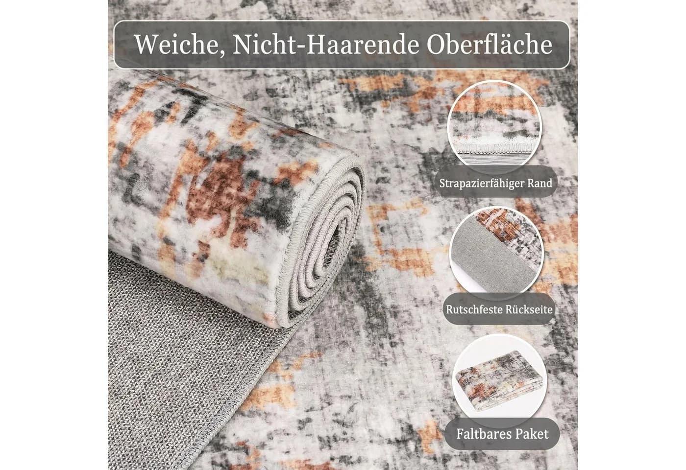 GarveeMore Teppich Orange Abstraktes Muster Pearl-Velvet - Bild 5