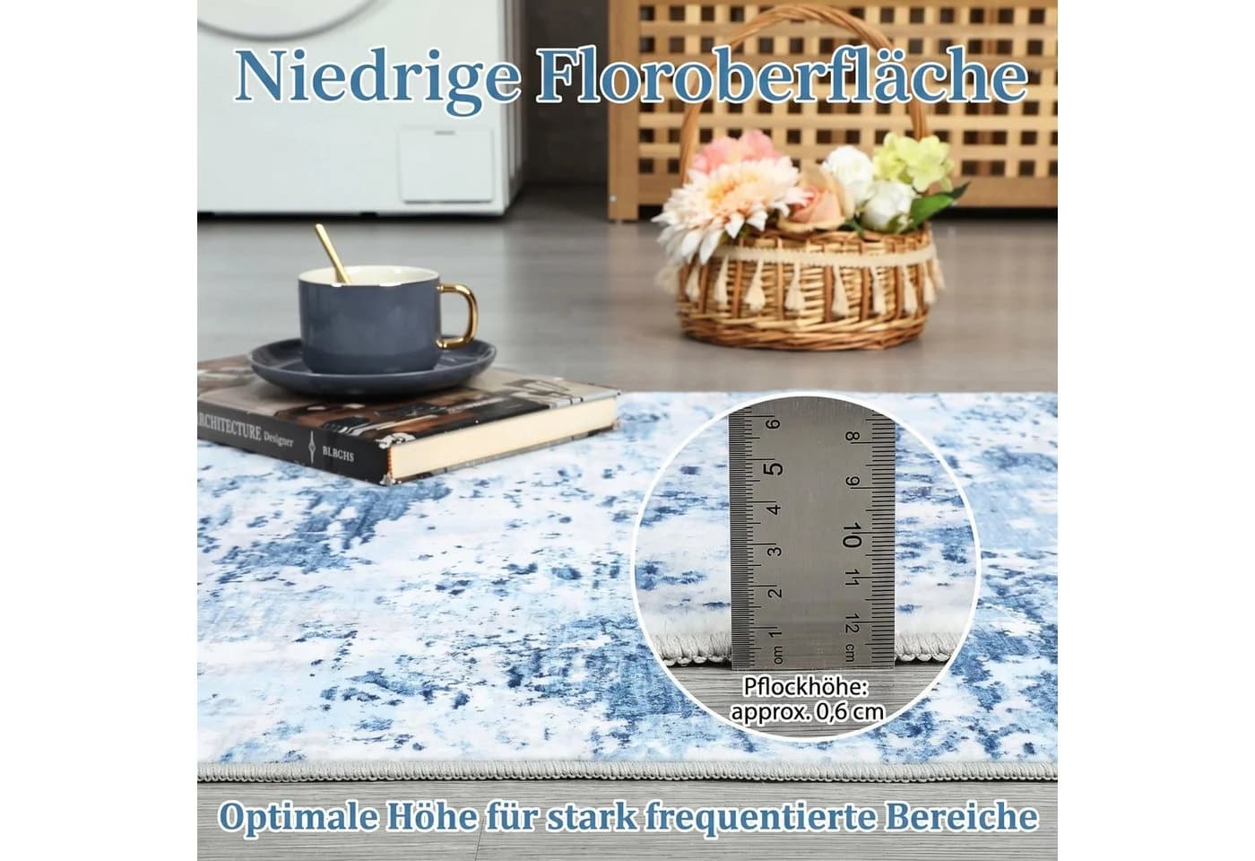GarveeMore Faltbarer Kurzflor-Teppich Hellblau Abstrakt - Bild 4