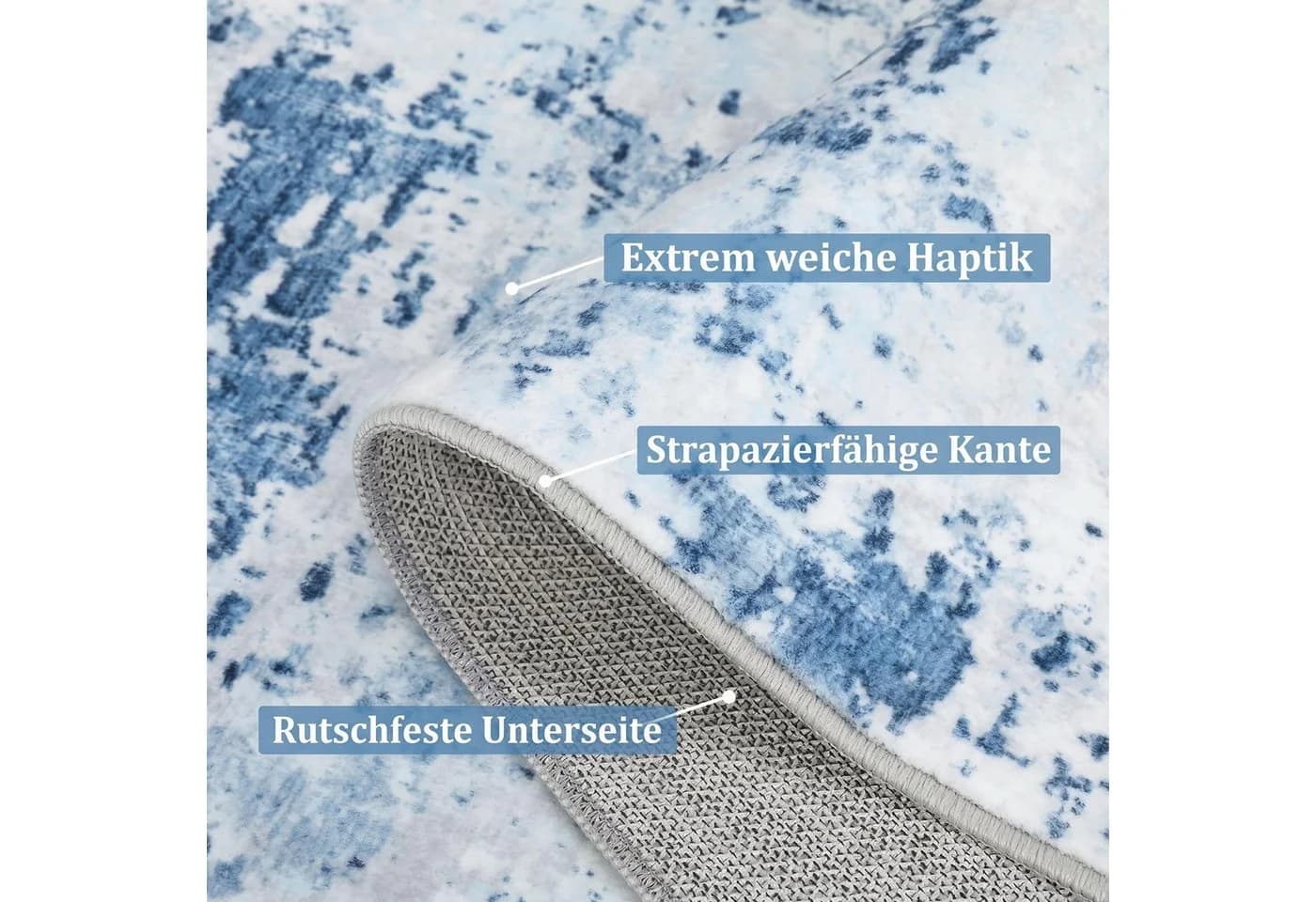 GarveeMore Faltbarer Kurzflor-Teppich Hellblau Abstrakt - Bild 5