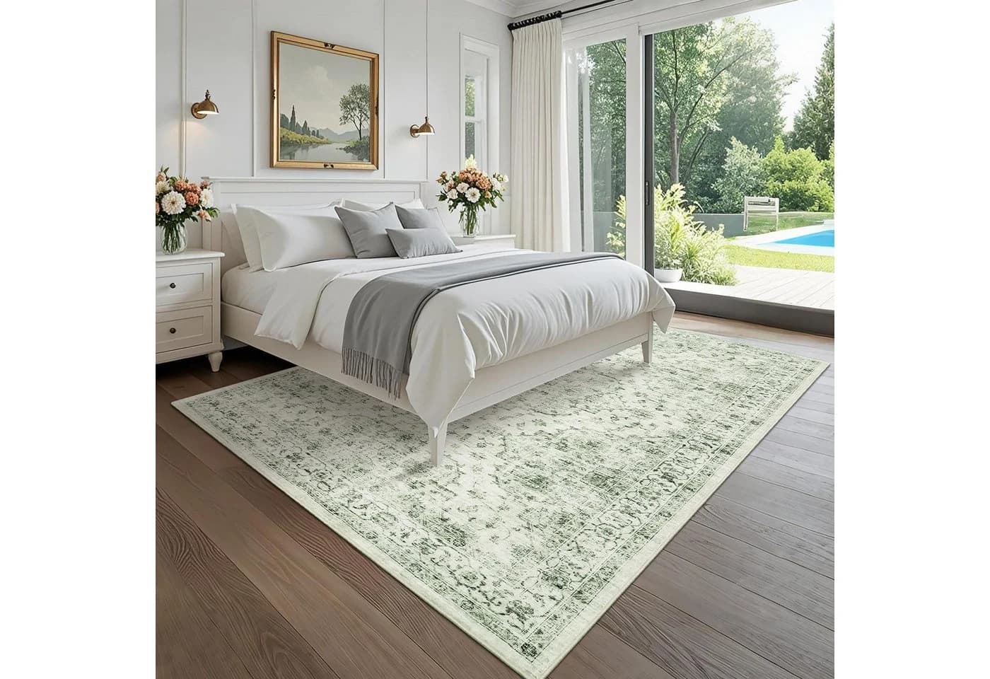 GarveeMore Faltbarer Boho-Teppich Grün Polyester