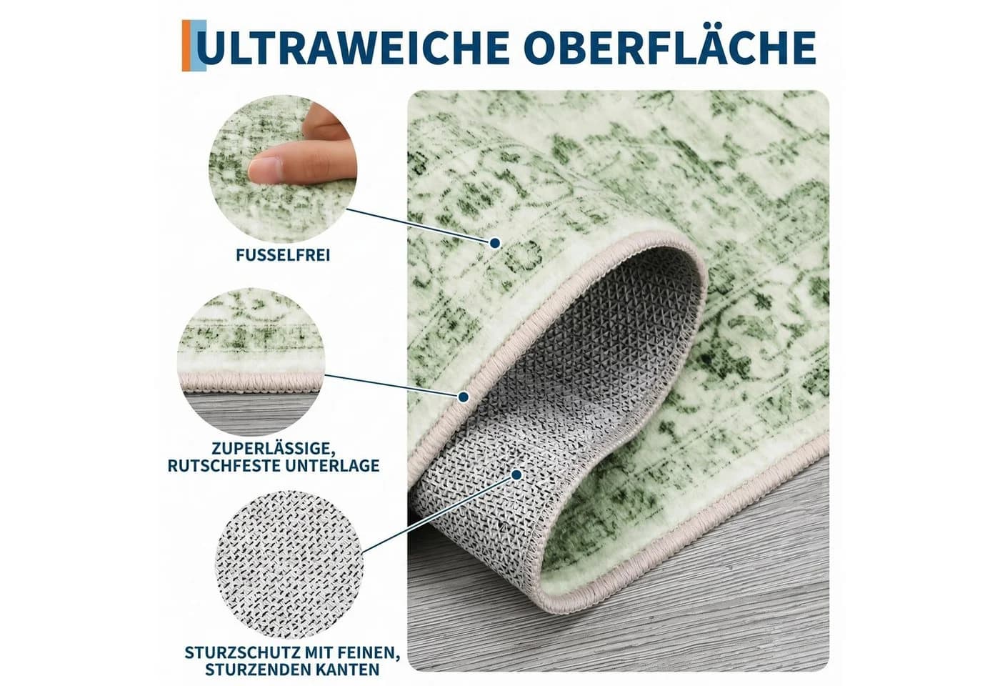 GarveeMore Faltbarer Boho-Teppich Grün Polyester - Bild 3