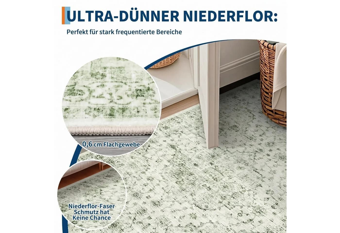 GarveeMore Faltbarer Boho-Teppich Grün Polyester - Bild 4