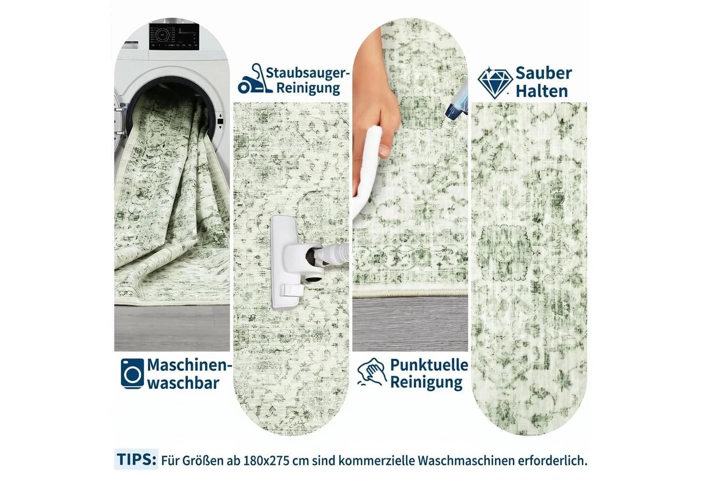GarveeMore Faltbarer Boho-Teppich Grün Polyester - Bild 5