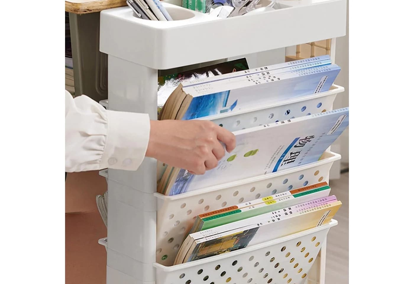 ToteBox Mobiles Bücherregal - Kunststoffregal 37,5x15x78cm - Bild 4