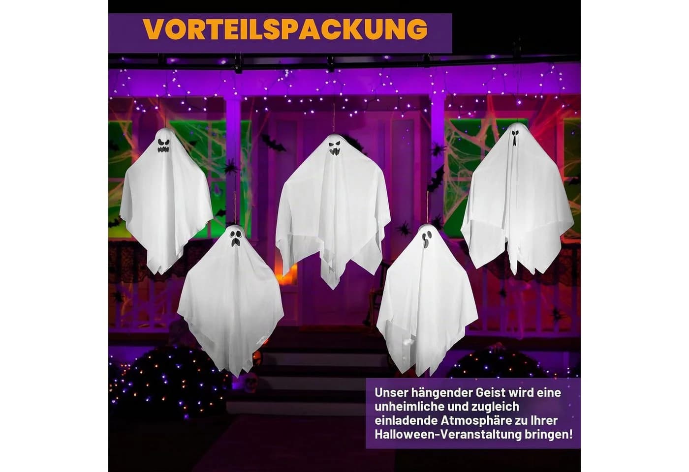 JOYIN 5 Stück Hängende Geister 70 cm Halloween Deko Party