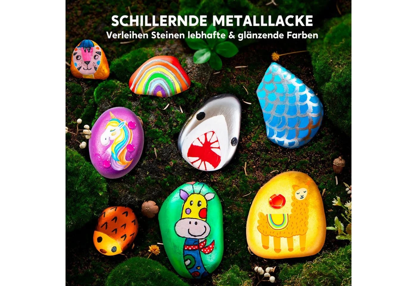 JOYIN Experimentierkasten 10 Stück Steine Bemalen Set 18 Farben