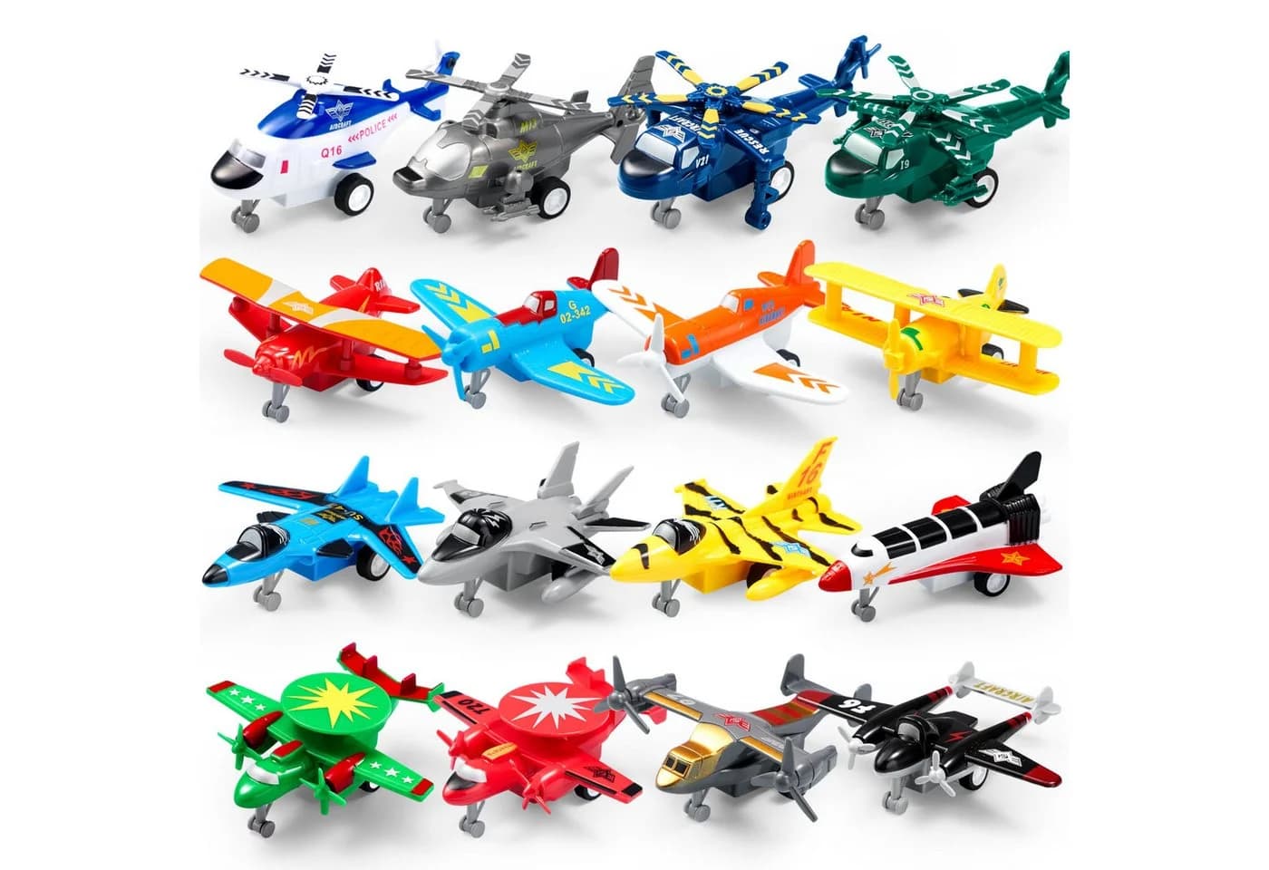 JOYIN 16-teiliges Flugzeug-Spielzeug Set Zurückzieh-Mechanismus ab 3 Jahren - Bild 2