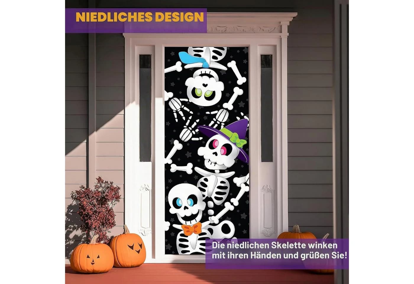 JOYIN 3D Skelett Familie Türabdeckung Halloween Deko - Bild 3