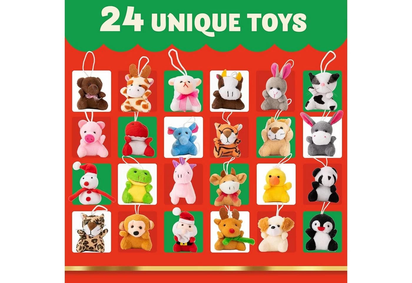 JOYIN Mini-Adventskalender 2025 mit Tierplüsch & Weihnachtsfiguren - Bild 4
