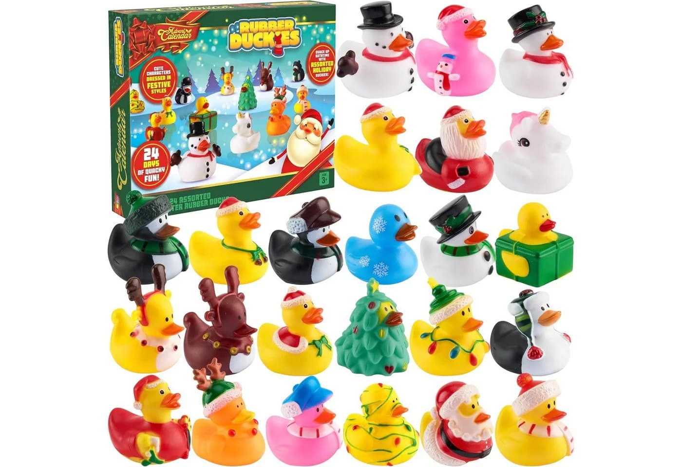 JOYIN Adventskalender 2025 mit 24 Quietscheentchen Bunt - Bild 2