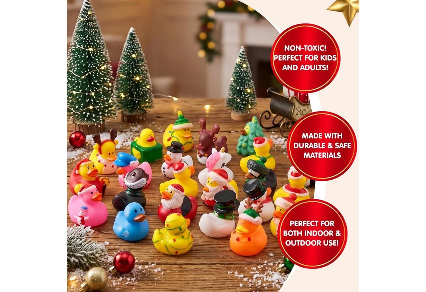 JOYIN Adventskalender 2025 mit 24 Quietscheentchen Bunt - Bild 4