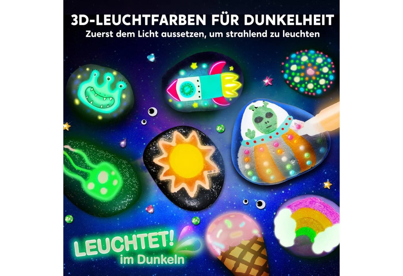 JOYIN Kreativset Steine Bemalen Set Bastelset Kinder ab 6-12Jahre