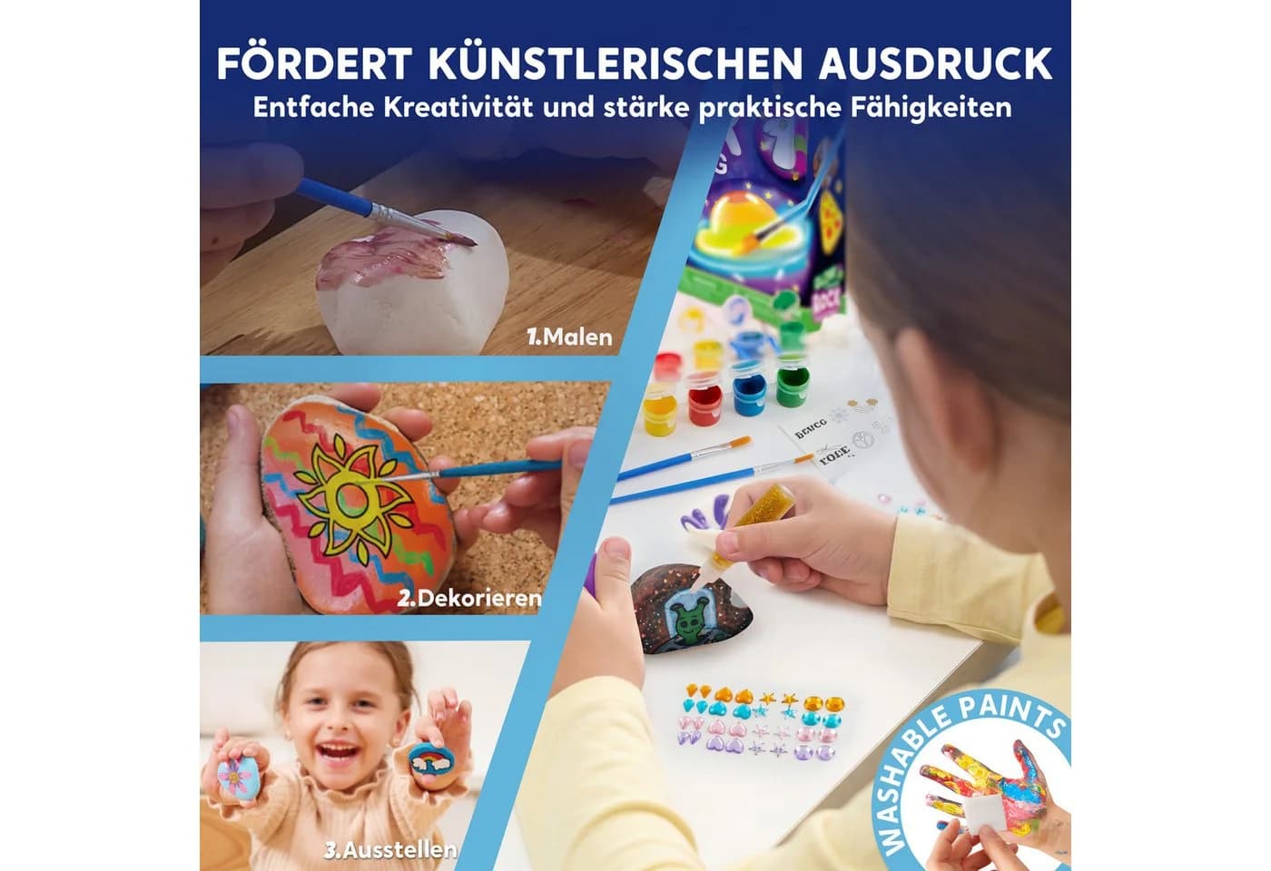 JOYIN Kreativset Steine Bemalen Set Bastelset Kinder ab 6-12Jahre - Bild 4
