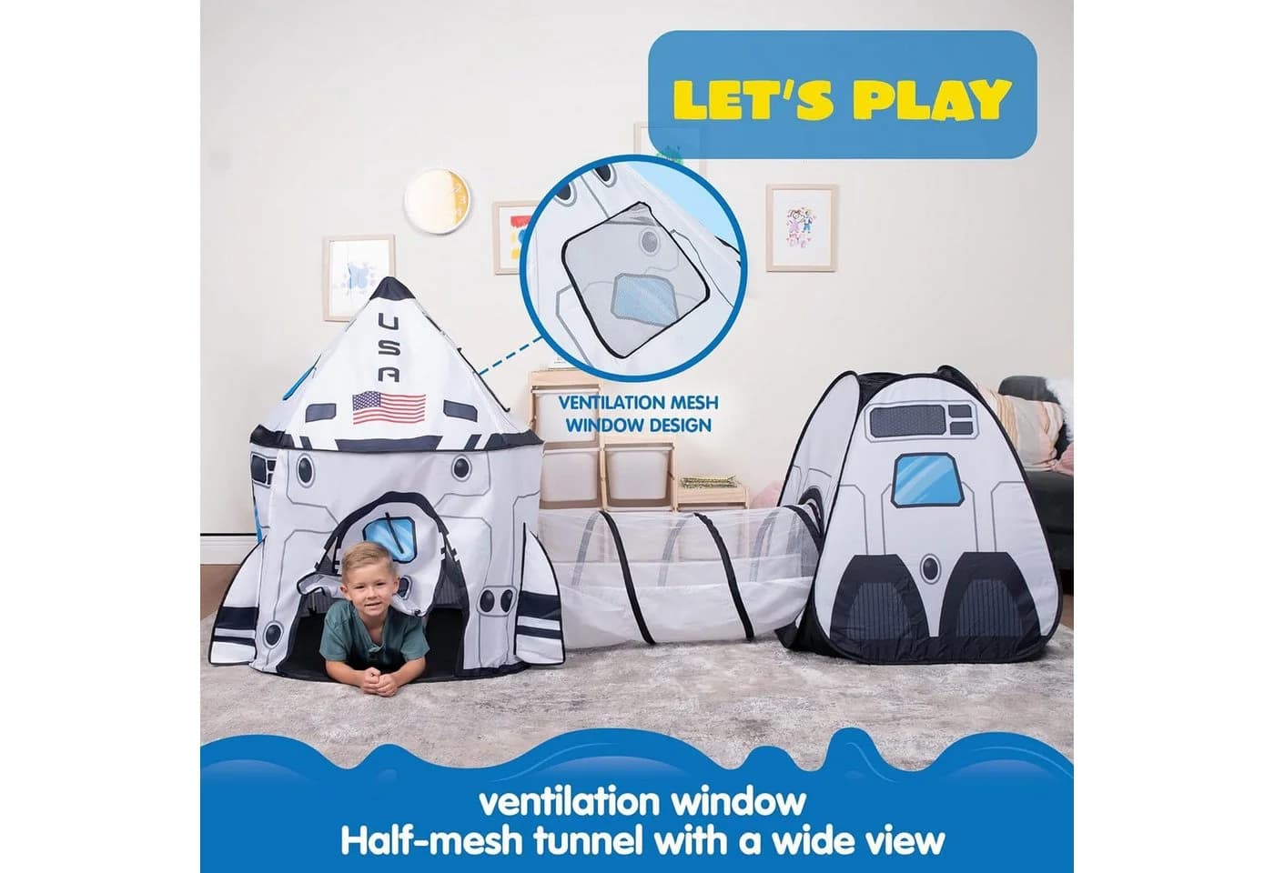 JOYIN Raketen-Pop-up-Zelt mit Tunnel Weiß - Bild 3