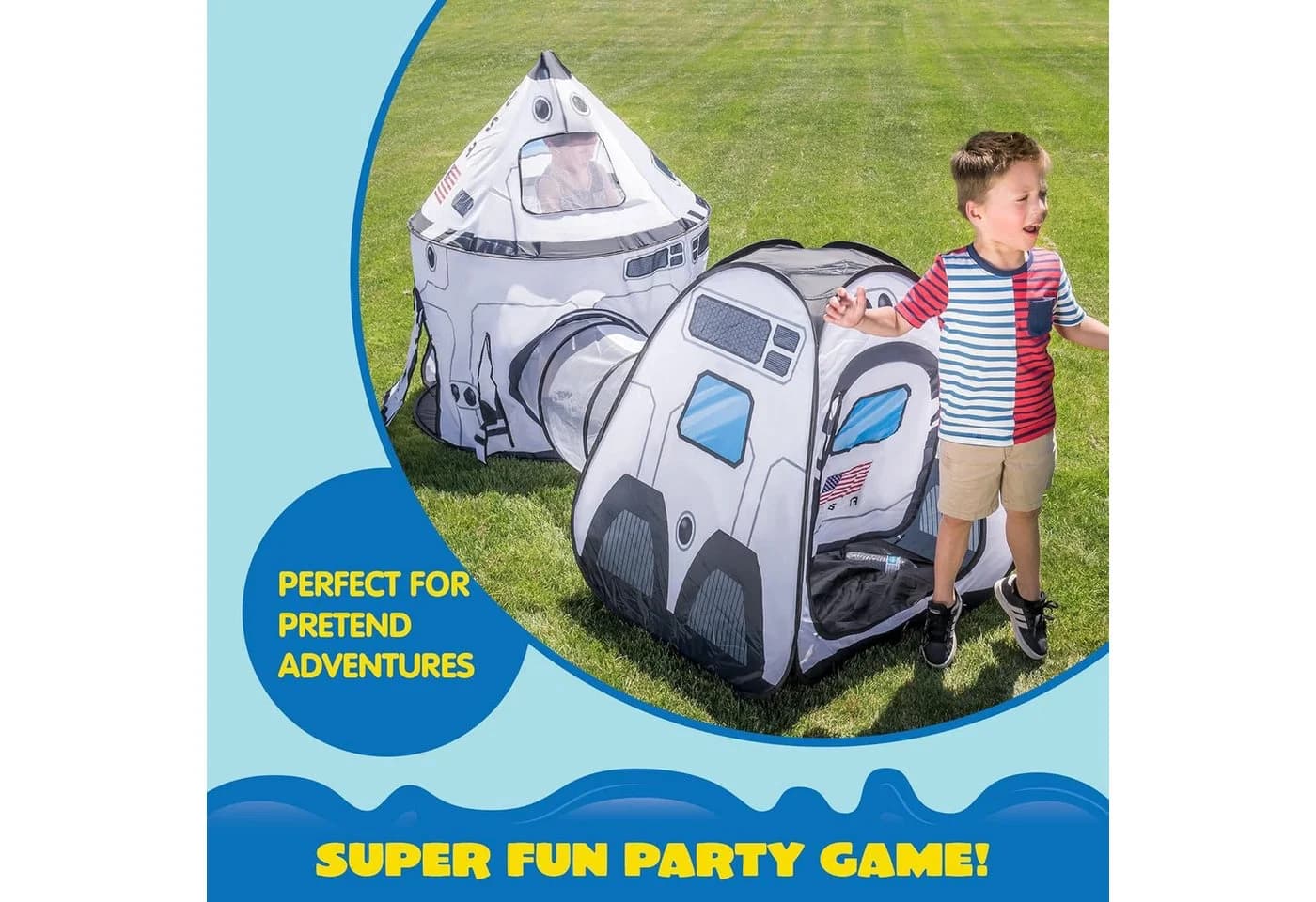 JOYIN Raketen-Pop-up-Zelt mit Tunnel Weiß - Bild 5