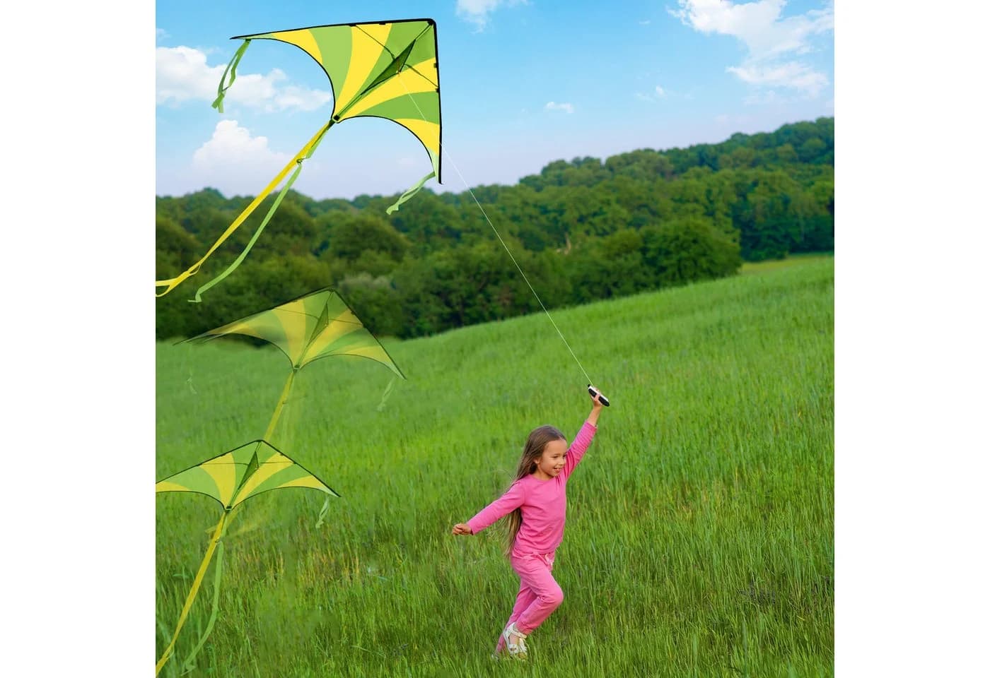 JOYIN Flug-Drache 2-tlg. Delta-Drachen Grün und Regenbogen - Bild 3